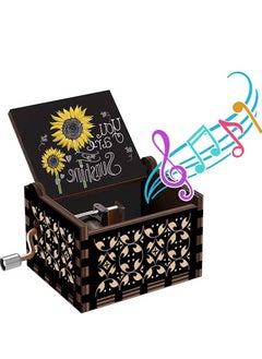 Buy Vintage Hand Crank Music Box You Are My Sunshine Engraved Wooden Gift for Kids Personalized Musical Toy Perfect for Birthdays, Valentine's Day, and Mother's Day in UAE