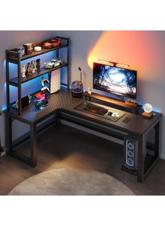 Buy Computer and Multifunction Table Home Office Workstation with Storage Rack 120X80 cm (Right Corner) in UAE