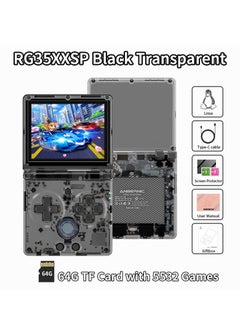 اشتري RG35XXSP Retro Flip Handheld Game Console, 3.5-inch IPS Screen, Linux H700 Video Game Player, Support Streaming WIFI Bluetooth (Transparent Black, 64G) في السعودية