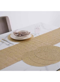 اشتري Truffles 4+1 Placemat And Table Runner Pack D35Cm + 30X150Cm - Gold في الامارات