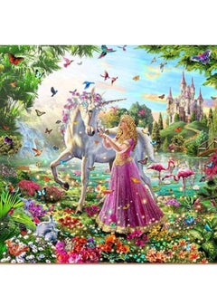 Buy 5D Resin Diamond Princess And Unicorn Design Embroidery Painting Diy Kit in UAE