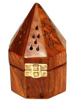 Buy Wooden Bakhoor Burner Mabkhara pyramid shape incense burner home fragramce home decor in UAE