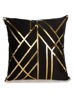 Buy Cushion Covers 18x18 inch for Home Decor Hot Stamping Sofa Cushion Pillow Cover (Golden Matrix Black) in UAE