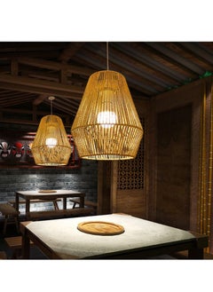 اشتري Hand Woven Rattan Cage Pendant Light Cover With Aesthetic Design في الامارات