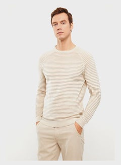 Buy Textured Crew Neck Knitted Sweater in UAE