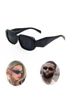 Buy Trendy luxury brand black sunglasses with silver logo for Men Women in Saudi Arabia