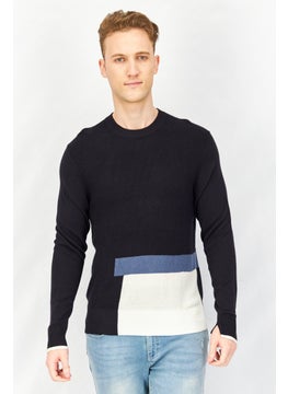 اشتري Men Crew Neck Long Sleeve Colorblock Sweaters, Black Combo في الامارات