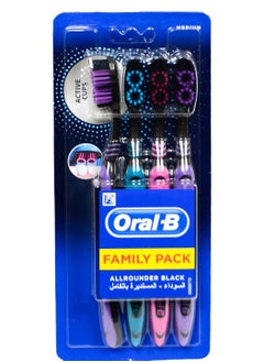 Buy Oral-B ALLROUNDER Black Family Pack Medium Manual Toothbrushes, Pack of 4 - Multi-Colored in Egypt