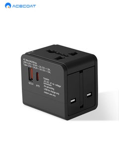 Buy Universal Power Adapter, International Plug Adaptor with 2 USB Ports PD 18W Fast Charging (1 USB 1 Type-C) All in One Worldwide International Wall Charger AC Plug Adaptor,for USA EU UK AUS, Black in Saudi Arabia