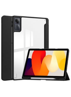 Buy Tablet Case for Xiaomi Redmi Pad SE 11 inch Clear Transparent Hard PC Back Protective Tri-Fold Stand Slim Tablet Cover with Pencil Holder Auto Wake/Sleep in Saudi Arabia