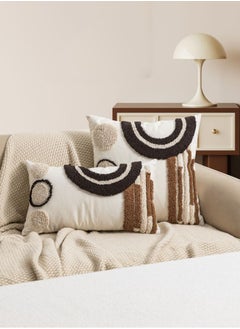 Buy One Piece Of Embroidered Cotton Cushion Cover with Bohemian Embroidered And Furry Patterns Soft And Elegant And Modern Feeling Without Filling in Saudi Arabia