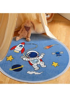 اشتري Space Kids Rug For Playroom Bedroom Blue Round Area Rugs Nonslip Play Mat Children Toddlers Boys Room Decor 4Ft في الامارات