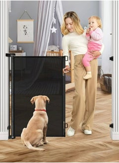 Buy Adjustable Baby Safety Gate For Door or Stairs, Large Size Retractable Baby Gate in 42*71 Inches, Black in Saudi Arabia