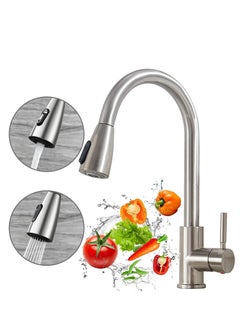 Buy Yoawllty Kitchen Faucet,Kitchen Tap Faucet Mixer with Pull Down Sprayer, Hot and Cold Kitchen Sink Mixer with 2 Modes, Stainless Steel Modern Single Handle... in UAE