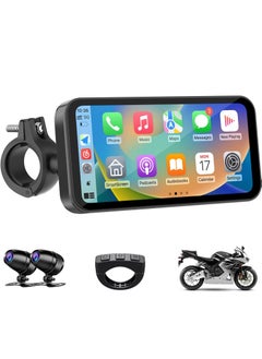 Buy Motorcycle GPS Carplay Screen, Wireless CarPlay & Android Auto for Moto, with HD 1080P Dual Cameras, Remote Control，6.3" Waterproof Touchscreen, BT Trans, Loop Recording, Navigation in Saudi Arabia