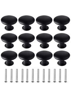 Buy 12 Pcs 30mm Black CupboardHandles ,Cabinet Door Knobs Vintage Matted  with 12 Screws in Saudi Arabia