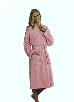 Buy Pink Colour Plush And Absorbent Unisex  Bathrobe XL Size in UAE