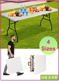 Buy Heavy Duty Multipurpose Camping Table Portable Folding Table Picnic Dining table Centerfold Ideal for Crafts Outdoor Events Lightweight and Durable Table with Carry Handle (L152 W70 H74 CM) in UAE