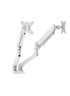 Buy Dual Monitor Mount for 17 to 32 inch Screen, Each Arm Holds Max 10Kg, Gas Spring Dual Monitor Stand, Height Adjustable/Tilt/Swivel/Rotate, VESA 75mm or 100mm White in Saudi Arabia