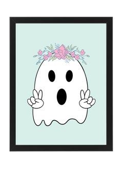 Buy Halloween Cute Ghost Framed Poster 30x40cm - Spooky Halloween Wall Art Decor for Kids' Rooms, Home, Nursery, or Party - Trick or Treat Halloween Decoration Gift in UAE