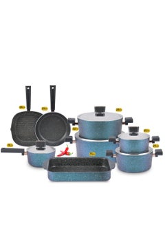 اشتري Kitchennova granite set 13 s round pot (20-24-28-32) casserole 35 + grill 28 + frying pan 26 + casserole 18 Ocean kitchnova في مصر