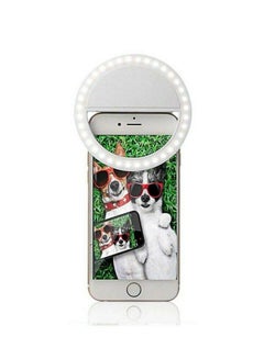 Buy LED Selfie Ring Light Clip For Smartphones White in UAE