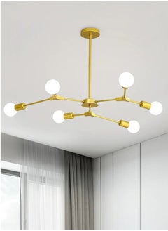 Buy Golden Chandelier E27 6 Lights with Adjustable Light Arms in UAE