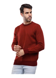 اشتري Coup Regular Fit Strip Pullover For Men Color Burgundy في مصر