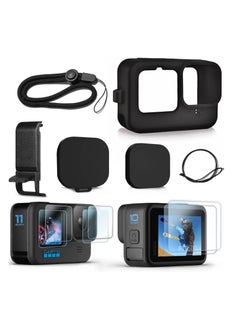 Buy Silicone Sleeve Case for Go Pro Hero 12 11/ Hero 10 /Hero 9 Black, Battery Side Cover, Screen Protectors,Lens Caps ,Lanyard for Go Pro Hero11 Hero10 Hero9 Accessories Kit in Saudi Arabia