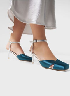 Buy Satin Woven Ankle Strap Pump in Saudi Arabia