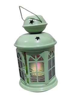 Buy Ramadan Lantern Metal Green Pistachio with Electronic Candle Gift in Egypt