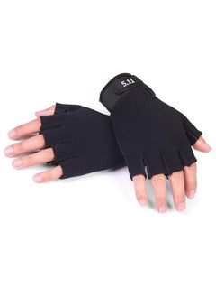 Buy One Pair Kids Half Finger Gloves Free Size Polyester Children Sports Gloves for Cycling Mountaineering Black in Saudi Arabia