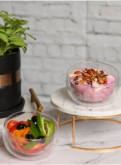 اشتري Double Wall Borosilicate Salad, Pasta, Matcha, Rice, Soup Bowl, Hot And Cold Serving Bowls Fruit Bowls Set of 2   300ML في الامارات