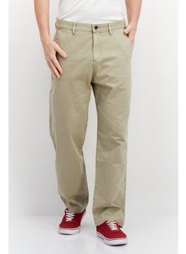 Buy Men Regular Fit Solid Straight Pants, Beige in Saudi Arabia