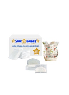 Buy Star Babies Combo Pack (Disposable Changing mat 36pcs, Disposable Bibs 40pcs with  Disposable Breast Pad 8pcs) - White in UAE