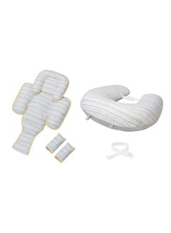 اشتري Clevacushion Nursing Pillow & Baby Nest  Grey/Yellow Stripes في الامارات
