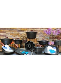 Buy Granite cookware set of 22 pieces, black, TTKH041 in Egypt