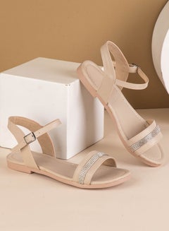 Buy Flat Diamond Sandals From The Front-beige in Egypt