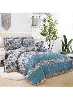 Buy 4 Pieces Compressed Floral Printed Comforter Set Single Size Includes 1 Comforter + 1 Bed sheet + 1 Pillowcase + 1 Cushioncase in Saudi Arabia