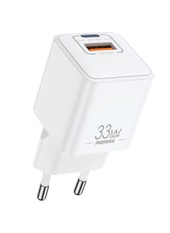 Buy Fast Charger RP-U26 33W USB+USB-C / Type-C GaN Fast Charging Charger, Specification EU Plug(White) in Egypt