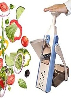 اشتري Slicer - 5-in-1 Adjustable Vegetable Cutter, Safe & Easy to Use, 0.1-8mm Thickness for Efficient Food Prep ONSE FOR ALL Light Blue في مصر