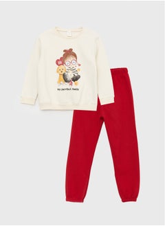 اشتري Crew Neck Printed Baby Girl Sweatshirt and Pants في مصر