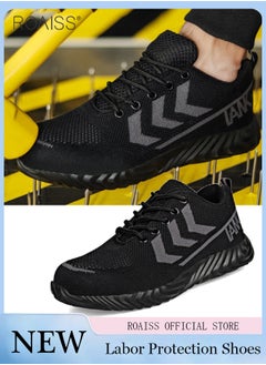 Buy Fashionable Outdoor Labor Protection Shoes For Men For Outdoor Work Anti-Slip Anti-Smash Anti-Puncture Breathable Fly-Woven Adjustable Lace-Up Sports Shoes in UAE