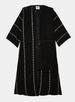 Buy Abaya With Front And Back Vertical Print With Inner in Saudi Arabia