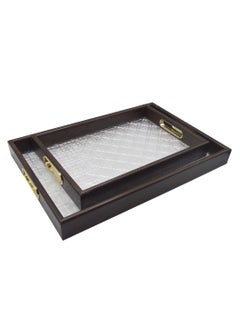 Buy A set of wooden serving trays with an acrylic base, 2 pieces in Saudi Arabia