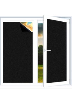 اشتري Blackout Self Adhesive Window Film Frosted Glass Sticker Privacy Vinyl Blinds Decorative Opaque Static Cling Anti-UV Light Blocking Black 45 x 200 في الامارات