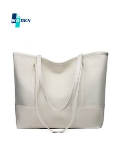 Buy Women's Classic Vintage Leather Shoulder Bag, Ladies Large Capacity Handbag Tote Bags Clutch Bag, Designer Fashion Dual Block Color Side Bag Carry Bags Shopping Bag(White) in Saudi Arabia