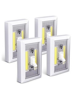 Buy LED Night Light Switch, 12 Total Batteries Included, 200 Lumen Wireless COB LED Switch Light, Perfect for Under Cabinet, Shelf, Closet, Garage, Kitchen, Stairwell, Battery Operated, 4 Pack in Saudi Arabia