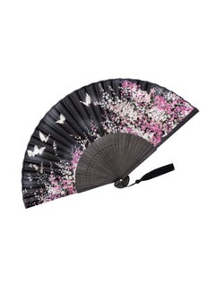 اشتري Folding Hand Fan for Women's, Chinese Japanese Vintage Bamboo Silk Fans, Elegant Classical Style, Dance, Performance, Decoration, Wedding, Party, Craft Gift في الامارات
