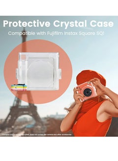 اشتري Protective Clear Case for Fujifilm Instax Square SQ1 Instant Film Camera, Crystal Hard PC Cover for Instax Square SQ1 with Removable Rainbow Shoulder Strap (Transparent) في الامارات